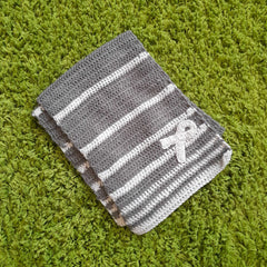 Patterned Knit Scarf with Grey Ribbon Embroidery