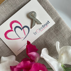 Wedding Favours Grey Ribbon Pin for brain tumour awareness