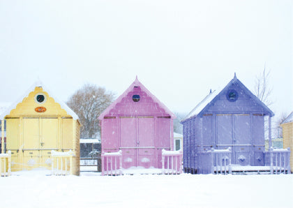 'Beach huts' pack of 10 Christmas cards